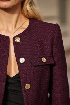 Burgundy Boucle Collarless Jacket 12 Burgundy Boucle Collarless Jacket -Sosandar Fashion Store web 2508 138 a25bj003bk0001 a24ow034rd0004 138 120 rt 1