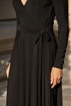 Black Button Detail Faux Wrap Dress 14 Black Button Detail Faux Wrap Dress -Sosandar Fashion Store web 2508 141 dydrj073bk0001 141 205