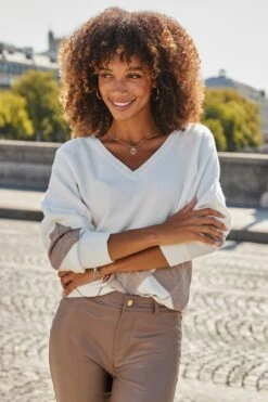 Ivory & Taupe Argyle Jumper 13 Ivory & Taupe Argyle Jumper -Sosandar Fashion Store web 2508 41 a25tk363bn0003 a24bp007bn0003 41 115