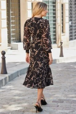 Black Baroque Print Wrap Front Midi Dress 12 Black Baroque Print Wrap Front Midi Dress -Sosandar Fashion Store web 2508 47 dydrw064bkcv01 47 236
