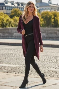 Burgundy Longline Belted Cardigan 16 Burgundy Longline Belted Cardigan -Sosandar Fashion Store web 2508 48 a25tk601rd0004 a24bd030bk0001 48 016