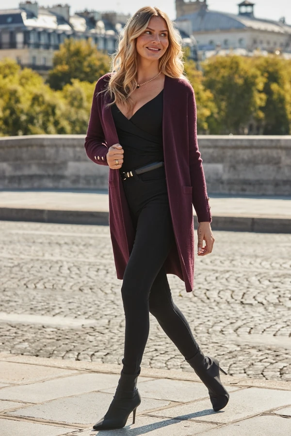 Burgundy Longline Belted Cardigan 9 Burgundy Longline Belted Cardigan - Image 7
