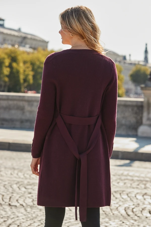 Burgundy Longline Belted Cardigan 8 Burgundy Longline Belted Cardigan - Image 6