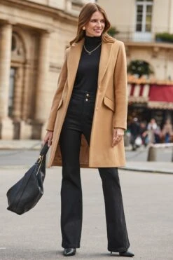 Camel Coat With Luxe Gold Buttons -Sosandar Fashion Store web 2508 63 a25ow038nl0008 a25tk462bk0001 a23bd028bk0001 63 038