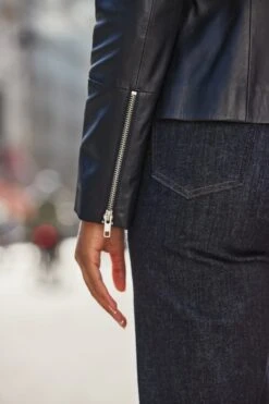 Midnight Blue Zip Front Round Neck Leather Jacket -Sosandar Fashion Store web 2508 77 a25ol009be0035 a24bd005io003w a25tk351bk0001 77 196