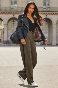 Black Longline Leather Biker Jacket