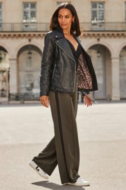 Black Longline Leather Biker Jacket -Sosandar Fashion Store web 2508 78 a25bw019kh0001 a24ol010bk0001 78 129 rt 1