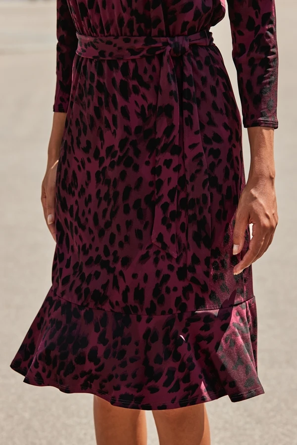 Burgundy Animal Print Fit & Flare Dress 5 Burgundy Animal Print Fit & Flare Dress - Image 3