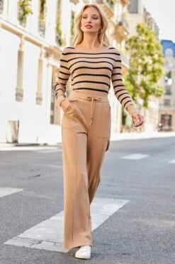 Camel & Black Stripe Ribbed Top 10 Camel & Black Stripe Ribbed Top -Sosandar Fashion Store web 2508 85 a25tk178bn0018 s24le016be0040 85 022