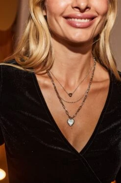 Silver Dainty Layered Heart Necklace