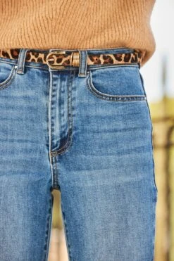 Leopard Print Leather Belt