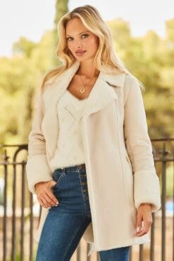 Cream Super Soft Belted Faux Shearling Coat 17 Cream Super Soft Belted Faux Shearling Coat -Sosandar Fashion Store web 2509 31 a25op002nl0001 a23tk183nl0001 31 061