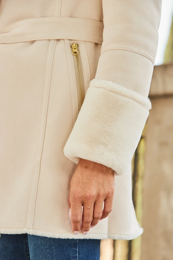Cream Super Soft Belted Faux Shearling Coat 7 Cream Super Soft Belted Faux Shearling Coat - Image 5