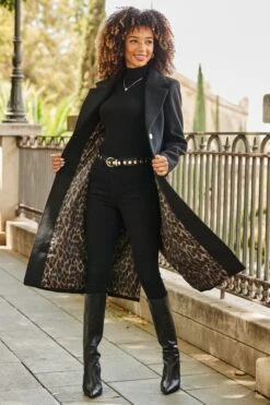 Black Premium Longline Wool Mix Coat With Leopard Print Lining 19 Black Premium Longline Wool Mix Coat With Leopard Print Lining -Sosandar Fashion Store web 2509 33 a25ow005bk0001 a24bd030bk0001 33 021