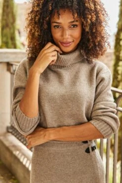 Taupe Knitted Roll Neck Jumper 11 Taupe Knitted Roll Neck Jumper -Sosandar Fashion Store web 2509 40 a24bk213bn0003 a24tk163bn0003 40 252