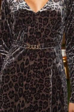 Leopard Print Velvet Belted Fit & Flare Dress -Sosandar Fashion Store web 2509 50 sedrw117ld0001 50 135