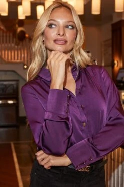Amethyst Satin Shirt With Gold Buttons 13 Amethyst Satin Shirt With Gold Buttons -Sosandar Fashion Store web 2509 88 dytow051pe0003 a22bd009bk0001 88 115