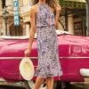 Pink & Navy Abstract Print Stretch Waist Midi Jersey Dress -Sosandar Fashion Store web 27 s20dj076mi0001 091 1