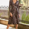 Animal Print Faux Wrap Midi Jersey Dress