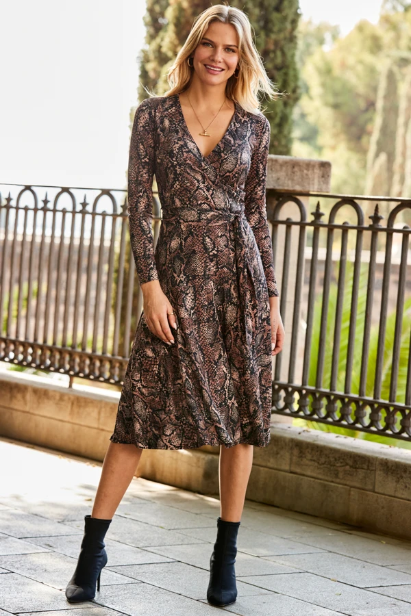 Animal Print Faux Wrap Midi Jersey Dress 3 Animal Print Faux Wrap Midi Jersey Dress