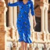 Cobalt Blue Floral Print Ruffle Hem Midi Jersey Dress 1 Cobalt Blue Floral Print Ruffle Hem Midi Jersey Dress -Sosandar Fashion Store web 30 s22dj048 187