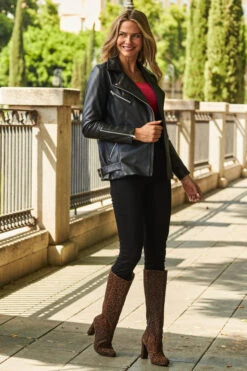 Black Longline Leather Biker Jacket 14 Black Longline Leather Biker Jacket -Sosandar Fashion Store web 31 s22tj008rd0017 a22ol001bk0001 253