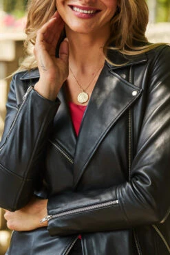 Black Longline Leather Biker Jacket 12 Black Longline Leather Biker Jacket -Sosandar Fashion Store web 31 s22tj008rd0017 a22ol001bk0001 406