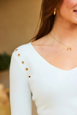 Ivory Eyelet Shoulder Detail Knitted Top -Sosandar Fashion Store web 31 s23tk624nl0001 s23ow016eu0001 a22bl020bn0003 345 1