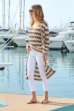 Neutral Metallic Chevron Print Longline Cardigan -Sosandar Fashion Store web 33 s22tk229mi0001 s22tk228mi0001 145 1