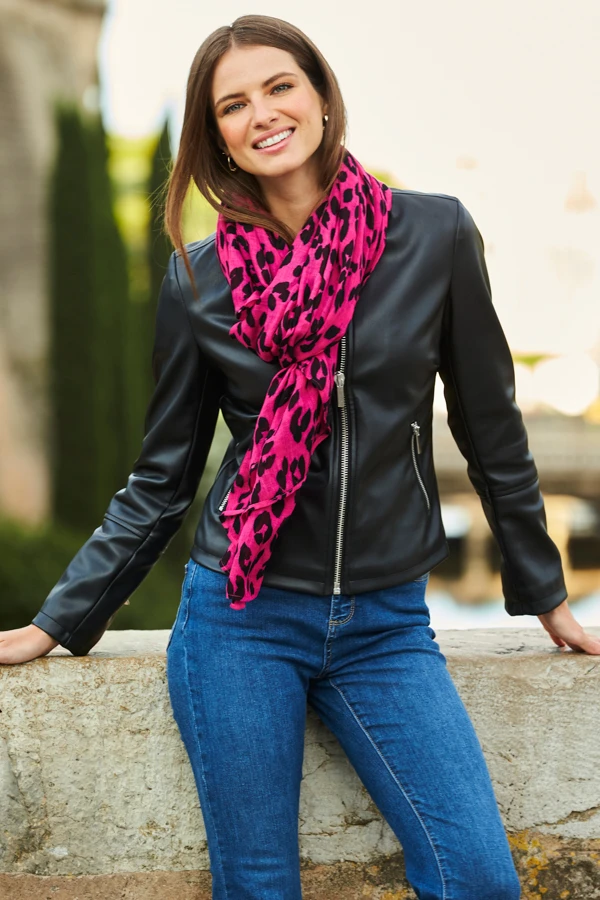 Hot Pink & Black Animal Print Scarf 3 Hot Pink & Black Animal Print Scarf