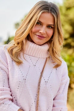 Soft Pink Roll Neck Pointelle Jumper 10 Soft Pink Roll Neck Pointelle Jumper -Sosandar Fashion Store web 35 s23tk615pk0020 080