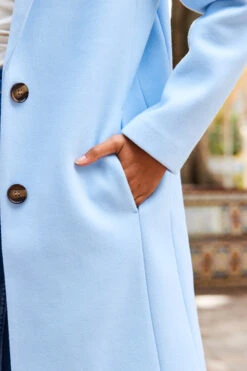Powder Blue Single Breasted Coat 12 Powder Blue Single Breasted Coat -Sosandar Fashion Store web 38 s23tj070blge01 a22ow007be0002 381