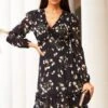 Black Floral Print Ruffle Detail Fit & Flare Dress -Sosandar Fashion Store web 41 s23dw052bkfl01 042
