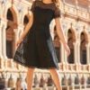 Black Luxe Lace Detail Fit & Flare Dress -Sosandar Fashion Store web 42 s22dw063bk 188