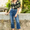 Mid Blue Cropped Kick Flare Jeans -Sosandar Fashion Store web 49 s22tj196bkfl01 s22bd018be0010 034