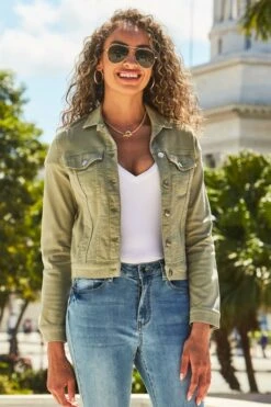 Sage Green Denim Jacket -Sosandar Fashion Store web 49 ss19or01gn0005 076