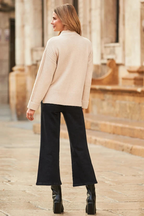 Cream Metallic Turtleneck Cable Detail Jumper 6 Cream Metallic Turtleneck Cable Detail Jumper - Image 4