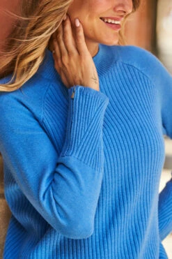 Bright Blue Zip Cuff Jumper -Sosandar Fashion Store web 52 a22bp001bk0001 a22tk421be0007 174