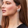 Silver Rhinestone Detail Diamante Drop Earrings