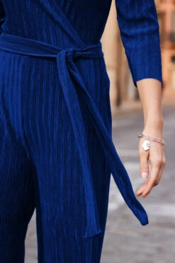 Blue Plisse Wrap Front Jumpsuit -Sosandar Fashion Store web 57 s23jj003bl0001 152 rc