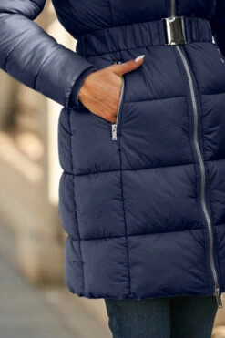 Navy Blue Faux Fur Trim Luxe Longline Padded Coat 12 Navy Blue Faux Fur Trim Luxe Longline Padded Coat -Sosandar Fashion Store web 58 s22ow009be 156 navy rt2