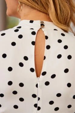 Petite Ivory & Black Spot Print Keyhole Detail Belted Fit & Flare Dress 14 Petite Ivory & Black Spot Print Keyhole Detail Belted Fit & Flare Dress -Sosandar Fashion Store web 63 s23dw144whsp01 214 1