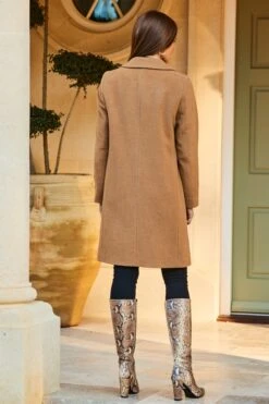 Camel Wool Mix Coat With Button Detail 14 Camel Wool Mix Coat With Button Detail -Sosandar Fashion Store web 64 a22ow018bn0002 0156 1