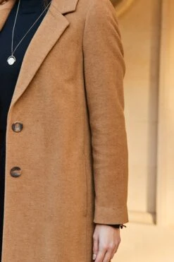 Camel Wool Mix Coat With Button Detail 16 Camel Wool Mix Coat With Button Detail -Sosandar Fashion Store web 64 a22ow018bn0002 0190 1 1
