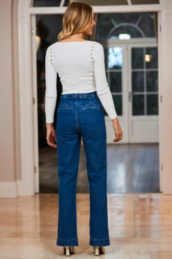 Mid Blue Wide Leg Pocket Detail Jeans -Sosandar Fashion Store web 65 a22bd016be0010 s23tk851be0009 069