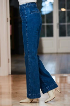 Mid Blue Wide Leg Pocket Detail Jeans -Sosandar Fashion Store web 65 a22bd016be0010 s23tk851be0009 094