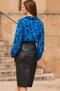 Blue Animal Print Shirt -Sosandar Fashion Store web 66 a21tw038blan01 a22sl003bk0001 269 1