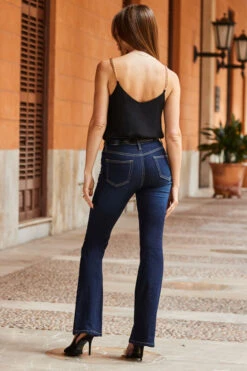 Dark Indigo Kick Flare Jeans -Sosandar Fashion Store web 66 s22ow024bk0001 214