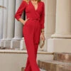 Red Tailored Wrap Front Tie Waist Jumpsuit -Sosandar Fashion Store web 68 a22jw006rd0001 035 rc