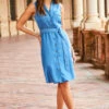 Light Blue Denim Sleeveless Shirt Dress 2 Light Blue Denim Sleeveless Shirt Dress -Sosandar Fashion Store web 72 s22dd029be0010 022